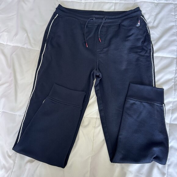 Nautica Joggers Pants Sweatpants Mens Size Medium Drawstring Blue Pockets Ankle - Picture 1 of 8